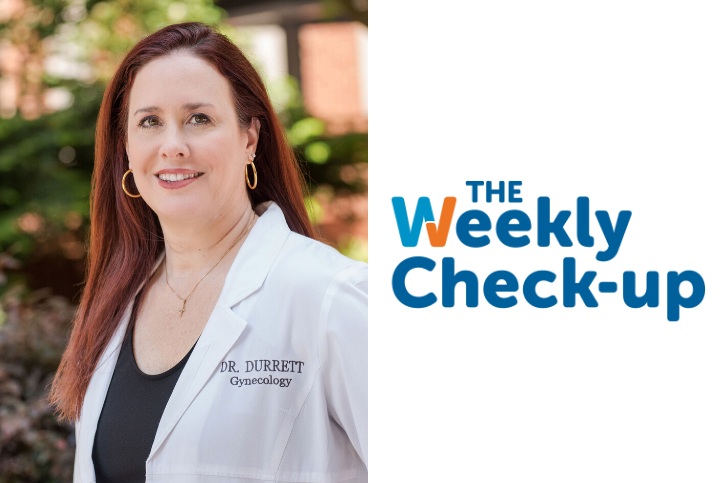 Headshot of Dr. Durrett with Weekly Check Up Logo