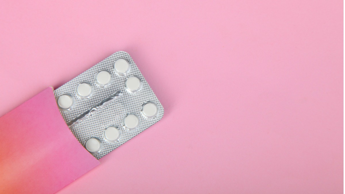oral contraceptive pills on pick background