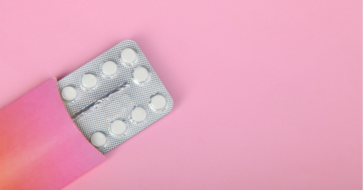 oral contraceptive pills on pick background