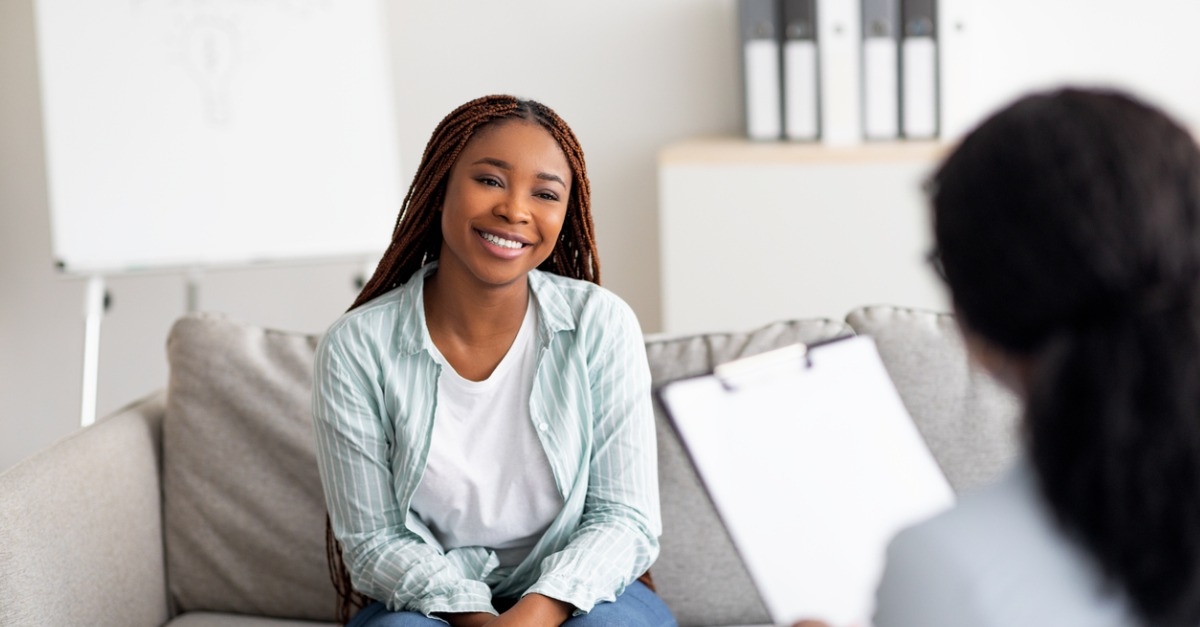 Young woman in therapy session