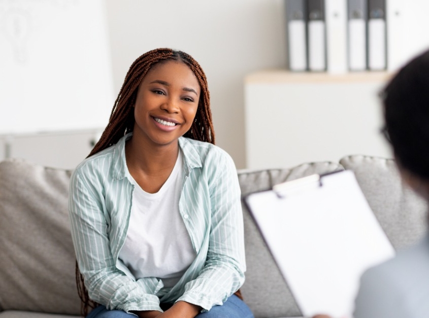 Young woman in therapy session